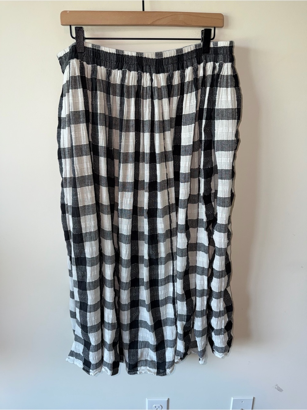 Vintage Maggie Lawrence Black and White Gingham Midi Skirt 100% Cotton